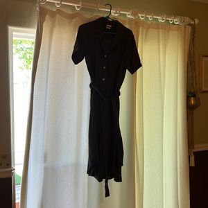 Organic cotton button down midi dress, slate gray, size M.